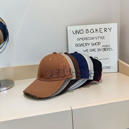Baseball Cap Applique Lettering Distressed