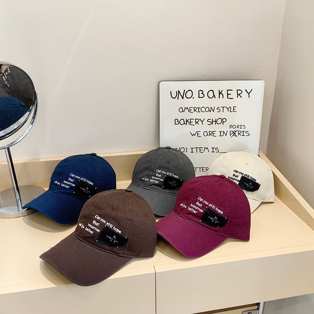 Applique Distressed Lettering Baseball Cap