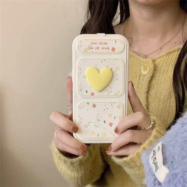 Stand Floral Phone Heart Foldable Case