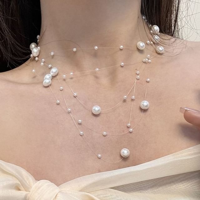 Layered Faux Choker Pearl