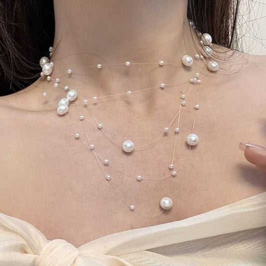 Layered Faux Choker Pearl