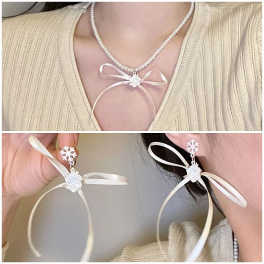 Drop Earring Choker Ribbon / Snowflake