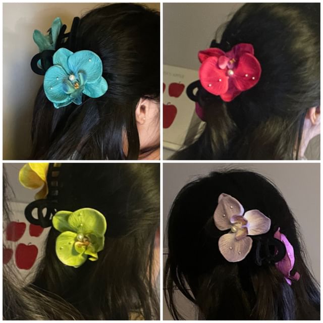Floral Hair Fabric Clamp
