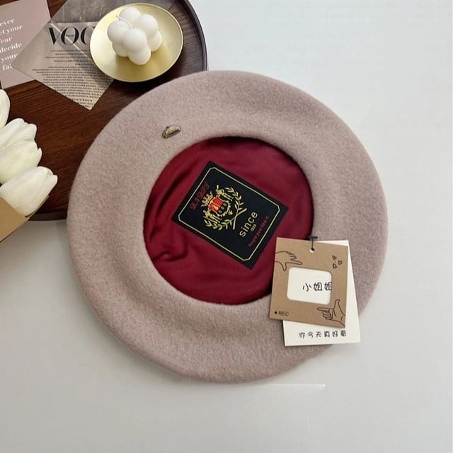 Hat Wool Metal Plate Beret