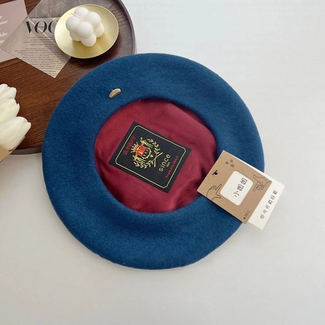 Hat Wool Metal Plate Beret