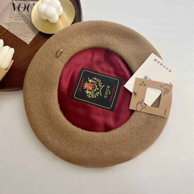 Hat Wool Metal Plate Beret