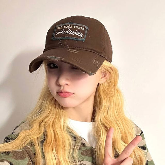 Applique Distressed Cap Baseball Lettering