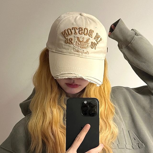 Baseball Distressed Cap Lettering Embroidered