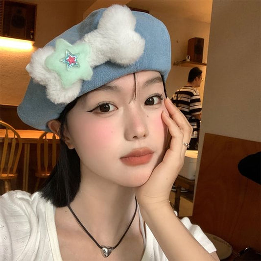 Beret Bone Washed Accent Denim