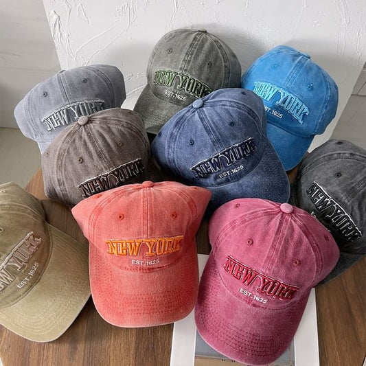 Washed Cap Lettering Embroidered Baseball