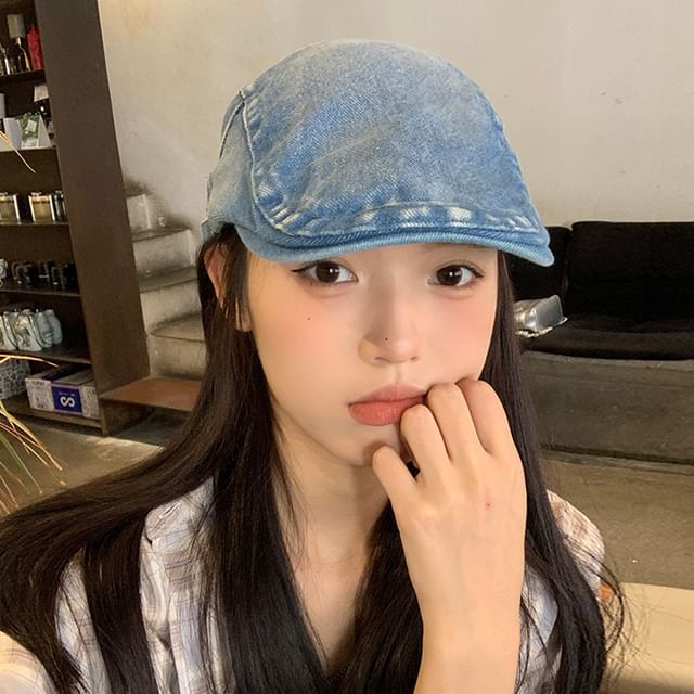 Washed Cap Flat Denim
