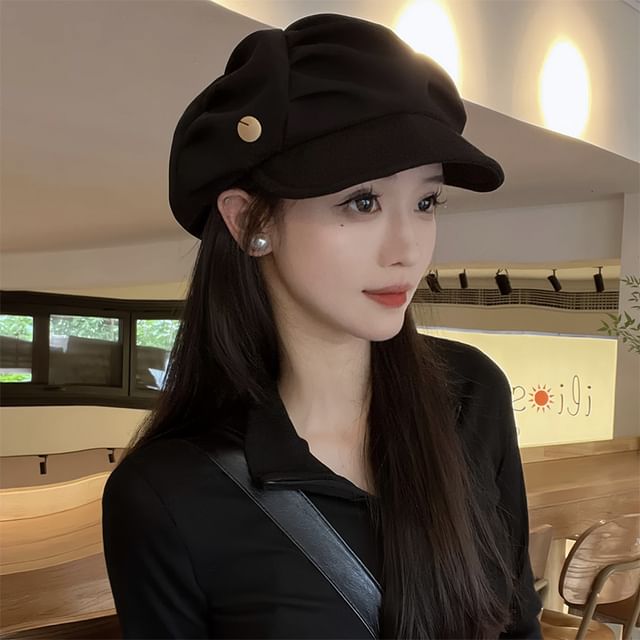 Plain Newsboy Cap Ruched