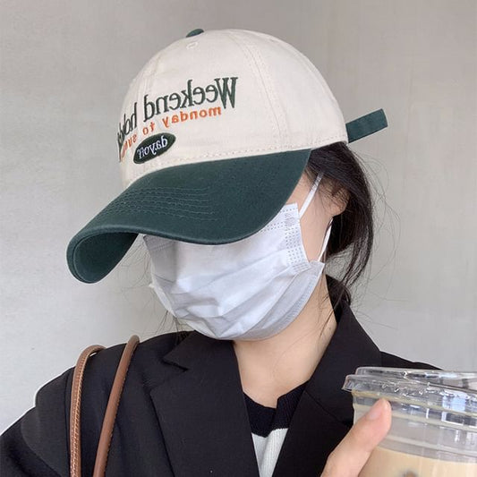 Embroidered Two Lettering Tone Cap Baseball