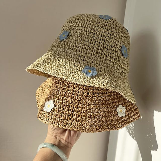 Accent Straw Bucket Hat Floral