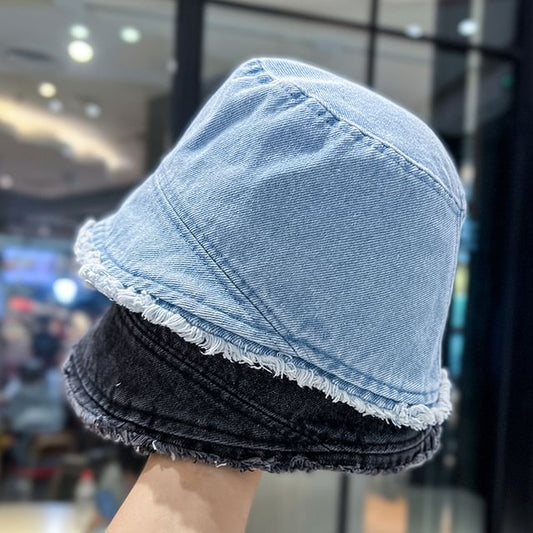 Denim Washed Hat Frayed Bucket