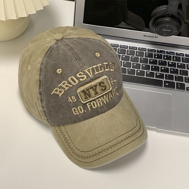 Embroidered Washed Cap Denim Baseball Lettering