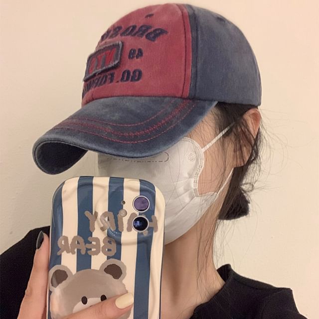 Embroidered Washed Cap Denim Baseball Lettering