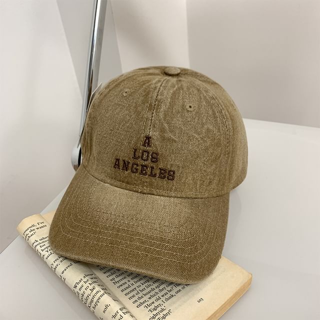 Denim Lettering Baseball Cap Embroidered Washed