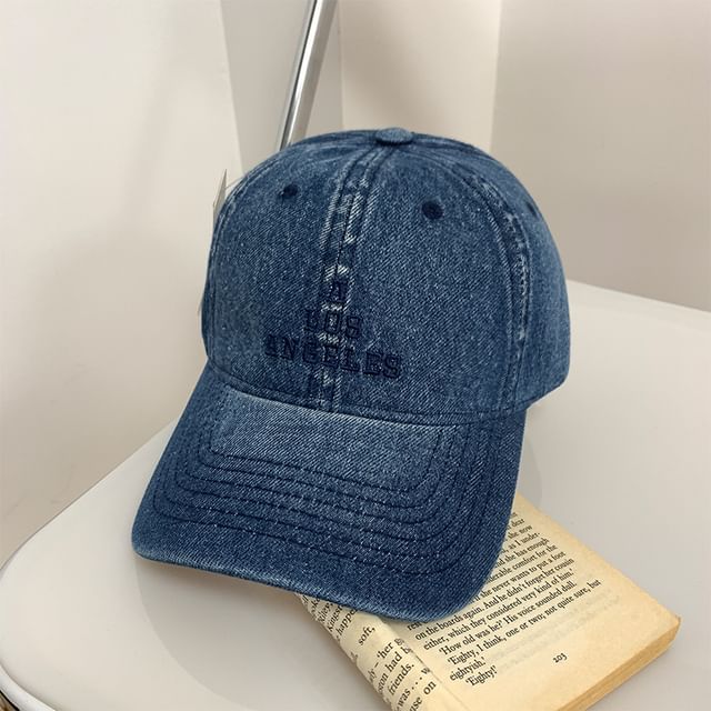 Denim Lettering Baseball Cap Embroidered Washed