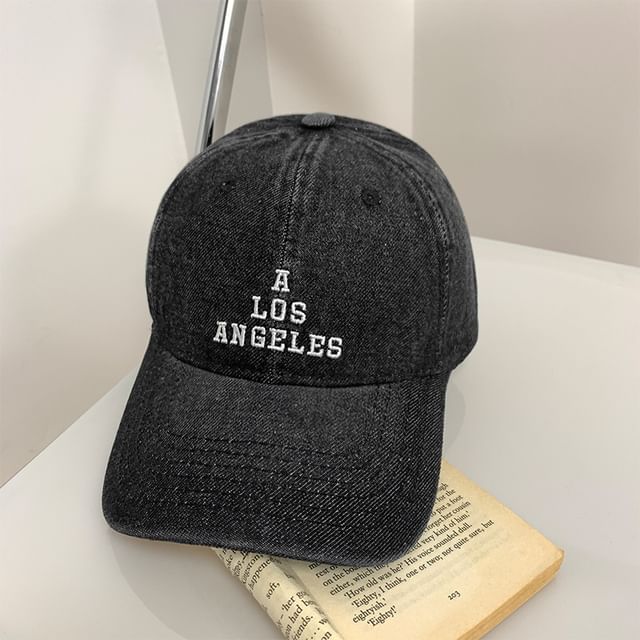 Denim Lettering Baseball Cap Embroidered Washed