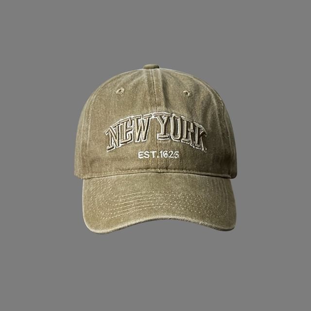 Washed Cap Lettering Embroidered Baseball