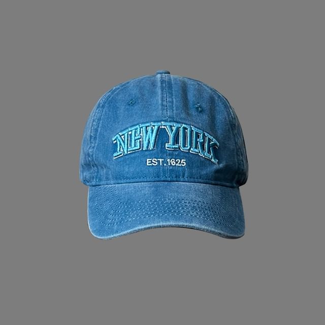 Washed Cap Lettering Embroidered Baseball