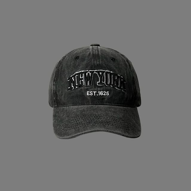 Washed Cap Lettering Embroidered Baseball