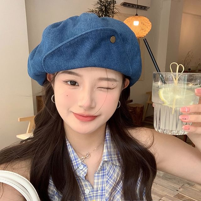 Denim Newsboy Washed Cap