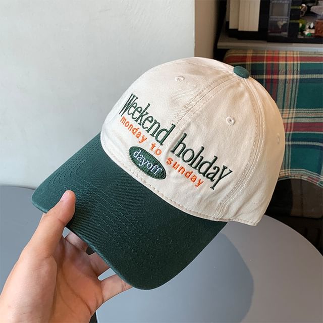 Embroidered Two Lettering Tone Cap Baseball