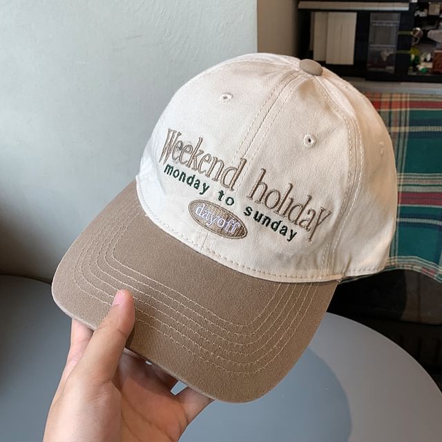 Embroidered Two Lettering Tone Cap Baseball