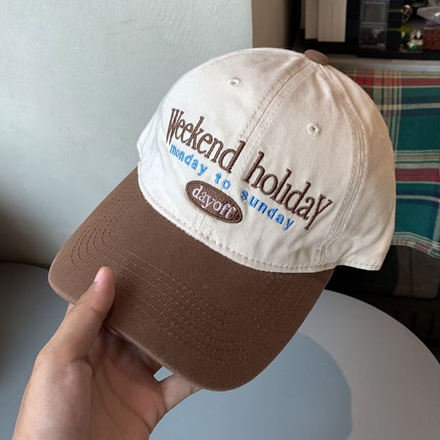 Embroidered Two Lettering Tone Cap Baseball