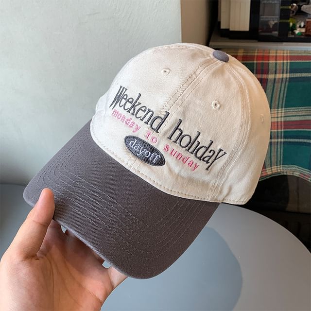 Embroidered Two Lettering Tone Cap Baseball