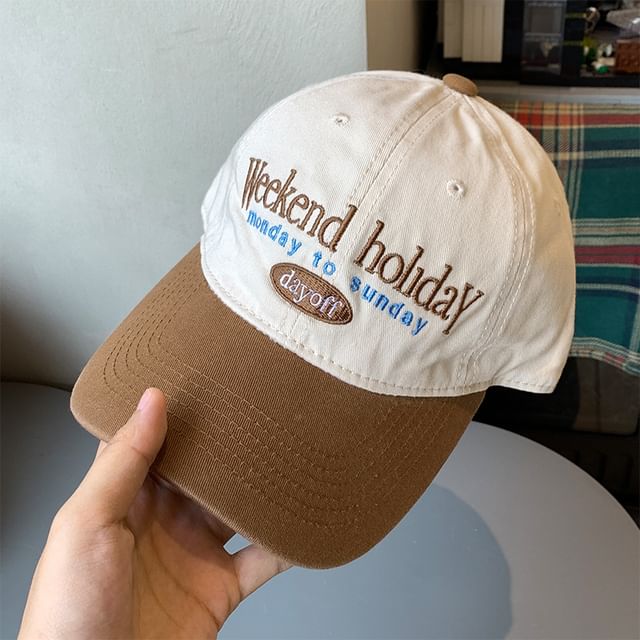 Embroidered Two Lettering Tone Cap Baseball