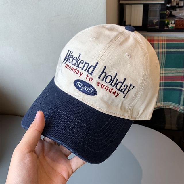 Embroidered Two Lettering Tone Cap Baseball