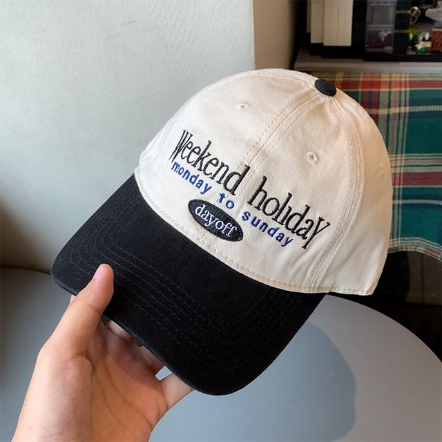 Embroidered Two Lettering Tone Cap Baseball