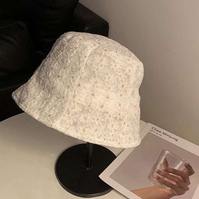 Floral Hat Bucket Embroidered