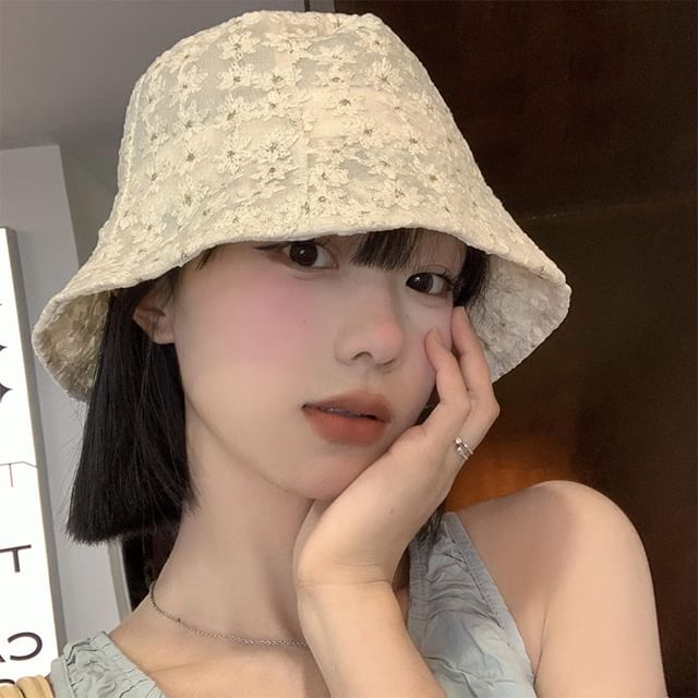 Floral Hat Bucket Embroidered