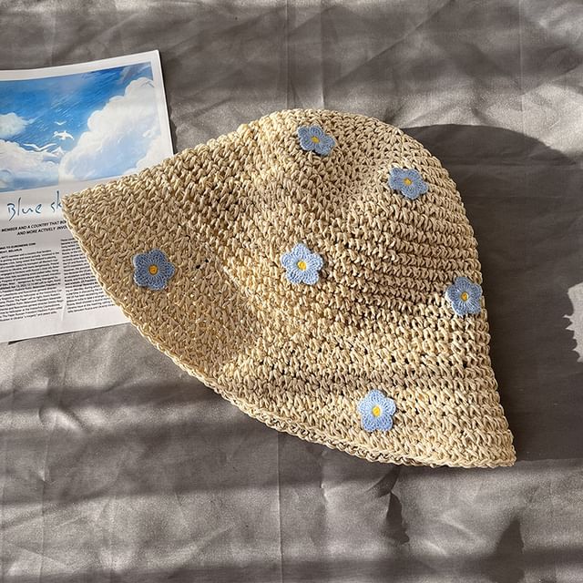 Accent Straw Bucket Hat Floral