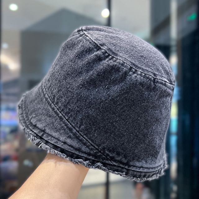 Denim Washed Hat Frayed Bucket