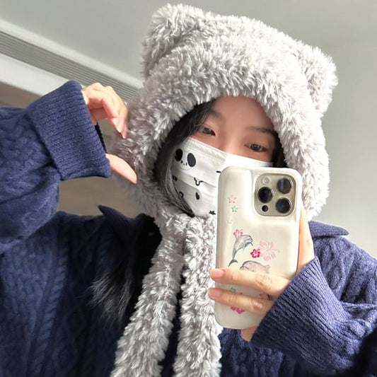 Ear Hat Trapper Chenille Cat