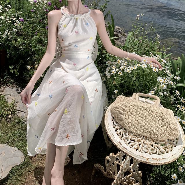 Midi Sleeveless Pattern Star A-Line Dress