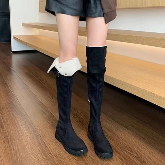 Over-the-Knee Boots Fleece-Lined