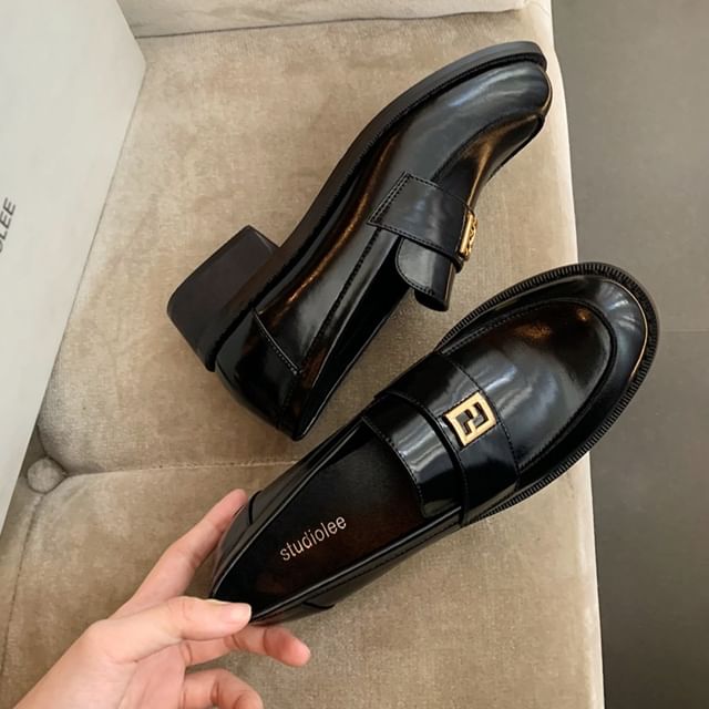 Faux Buckled Leather Loafers
