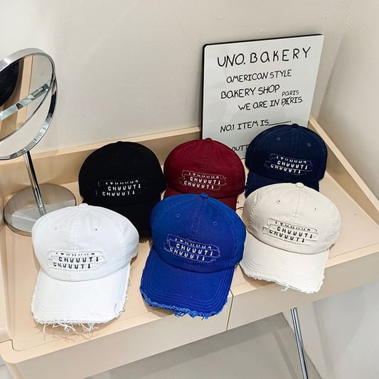 Embroidered Cap Lettering Distressed Baseball