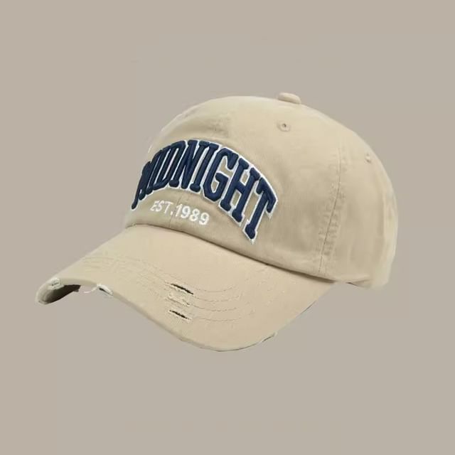 Distressed Baseball Lettering Cap Embroidered