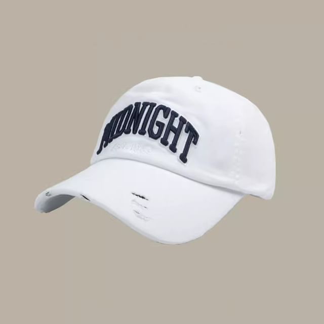 Distressed Baseball Lettering Cap Embroidered