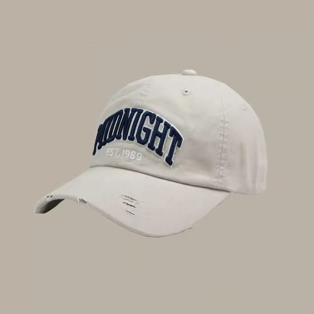 Distressed Baseball Lettering Cap Embroidered