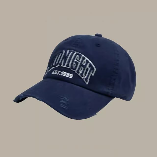 Distressed Baseball Lettering Cap Embroidered