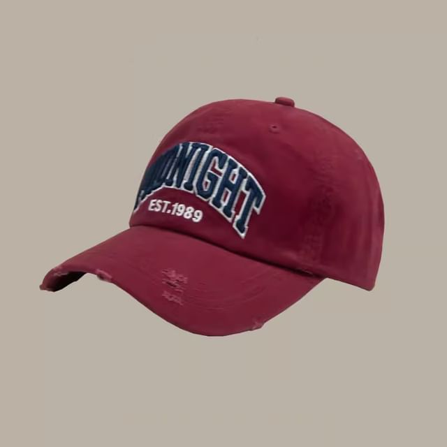 Distressed Baseball Lettering Cap Embroidered