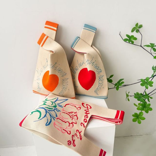 Patterned Knit Tote Bag